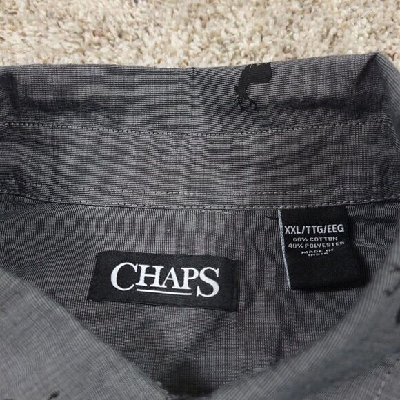 Chaps Shirt Mens 2XL Gray Long Sleeve Button Down Charcoal All Over Deer… - Picture 6 of 7